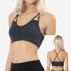 COTTON CRISS-CROSS BACK DETAILED SEAMLESS BRALETTE